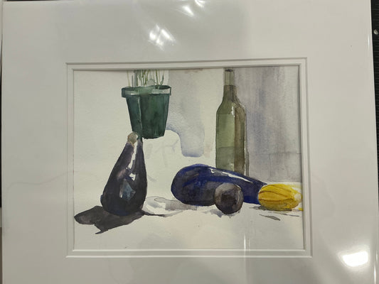 102. Still life eggplants and black radish